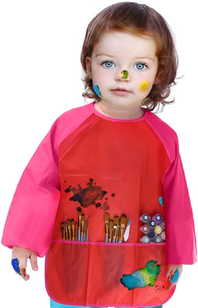 KUUQA Waterproof Children Art Smock Kids Art Aprons, Painting Supplies (Paints and brushes not included)