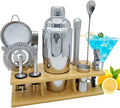 Bartender Kit 11-Piece Cocktail Shaker-Muddler for Cocktails 25oz Boston Shaker-Bar Accessories with Stylish Bamboo Stand Mix Drink Shaker kit Perfect Martini kit with Cocktail Recipes