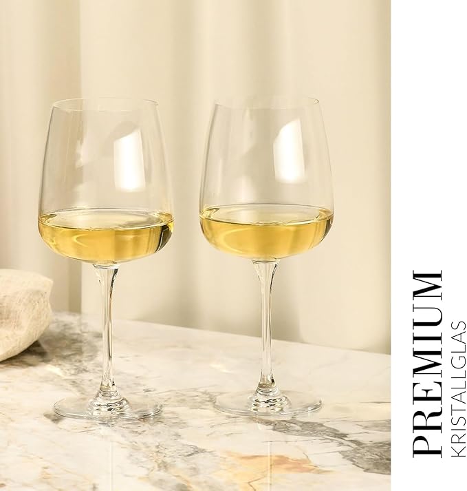 Krosno Large White Wine Glasses, Set of 4, 16.2 oz, Modern Collection, Premium Crystalline Glass, Perfect for Everyday, Dishwasher Safe, Made in Europe