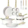 GiPP Ceramic Pots and Pans Set Non Stick - 17 Pcs Nonstick Cookware Set, Non-toxic Healthy Kitchen Cooking Set w/Frying Pans Set, Dishwasher Safe, PFAS PTFE PFOA PFOS Free