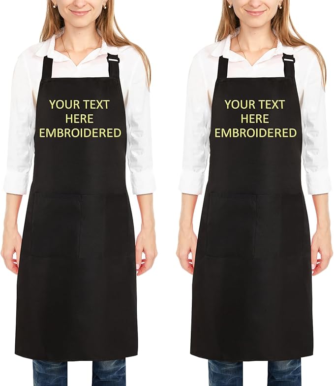 Personalized Aprons Custom Women Men Apron with Pockets Chef for Baking Bbq Grill Embroidered with Name Text