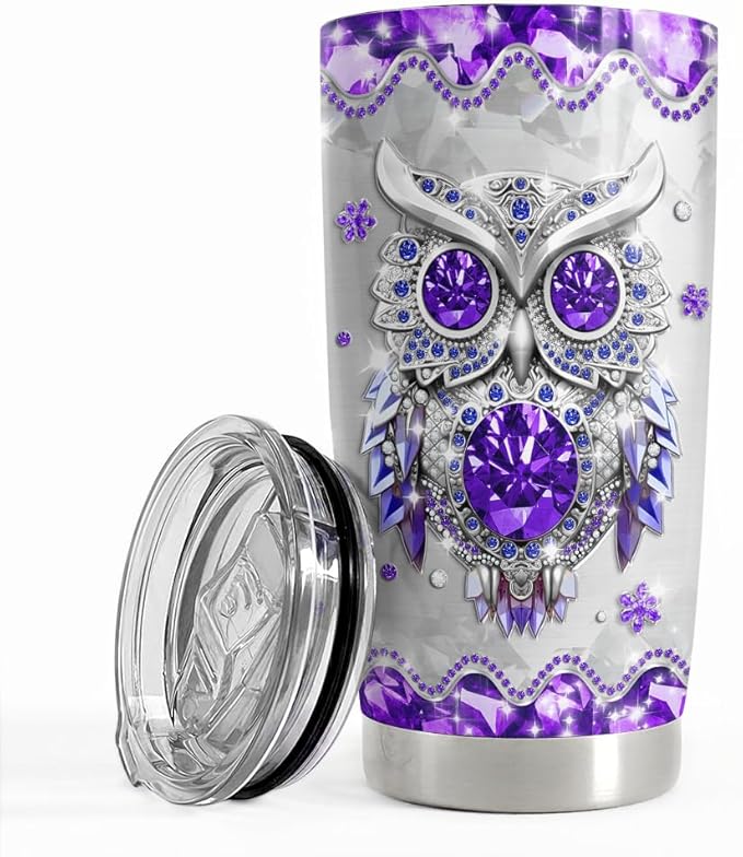 SANDJEST Owls Gifts for Women Girls Owl Tumbler 20oz Jewelry Drawings Stainless Steel Insulated Tumblers Coffee Travel Mug Cup Gift for Birthday Christmas