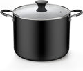 Cook N Home Nonstick Stockpot with Lid 10.5-Qt, Deep Cooking Pot Cookware Canning Stock Pot with Glass Lid, Black