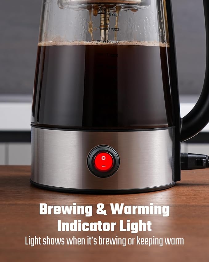 Percolator Coffee Pot Electric 10 Cup, Automatic Keep Warm, Stainless Steel Basket, Cool-Touch Handle
