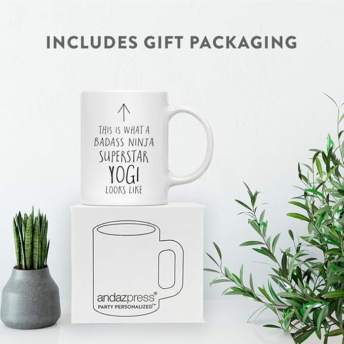 Andaz Press Funny 11oz. Ceramic Coffee Tea Mug Gift, This is What a Badass Ninja Superstar Yogi Looks Like, 1-Pack, Birthday Christmas Gift Ideas Coworker