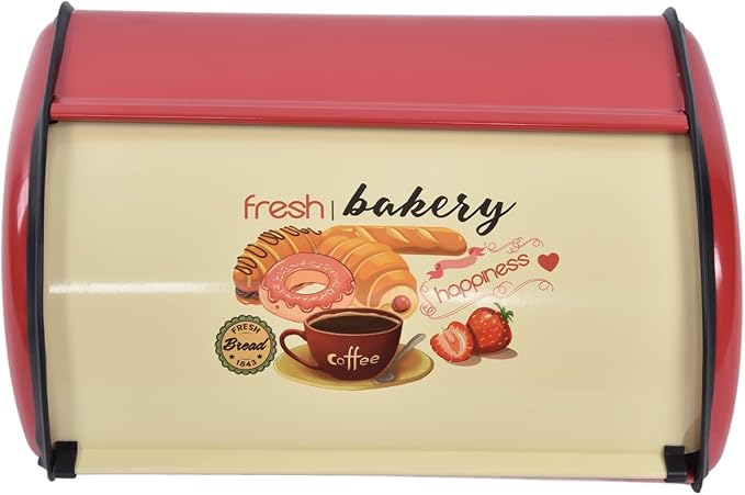 Yosoo Metal Bread Box, Multi Functions Saving Space Bread Holder Anti for Kitchen Countertop for Bakery(red)