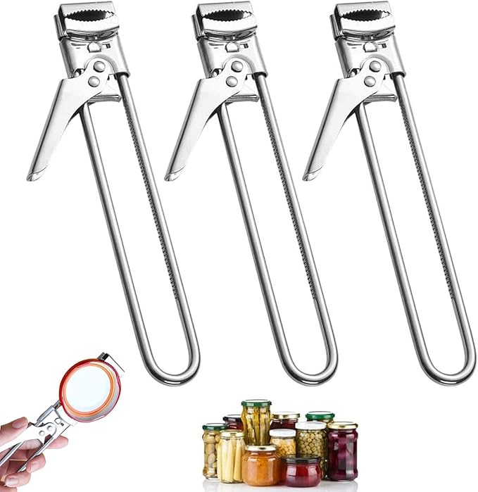 Adjustable Stainless Steel Jar Opener, Manual Jar Openers for Seniors, Gripper Tight Lid Openers, Stainless Steel Can Opener Bottle Gripper Household Kitchen Tool for Various Lid (3 PCS)