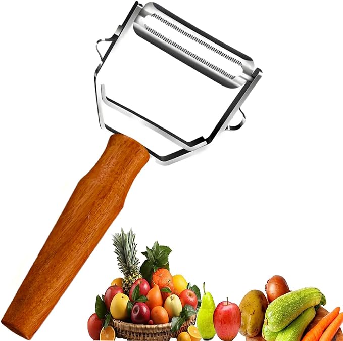 Vegetable Peeler, Stainless Steel Y-Shaped Blade with Wooden Handle, Multi-Purpose Kitchen Tool for Fruits and Vegetables, 6.3 Inches