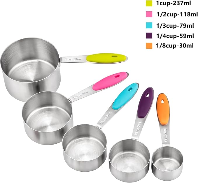 Measuring Cups and Spoons Set Stainless Steel Includes 5 Measuring Cups 8 Measuring Spoons for Dry or Liquid Ingredients (5+8)