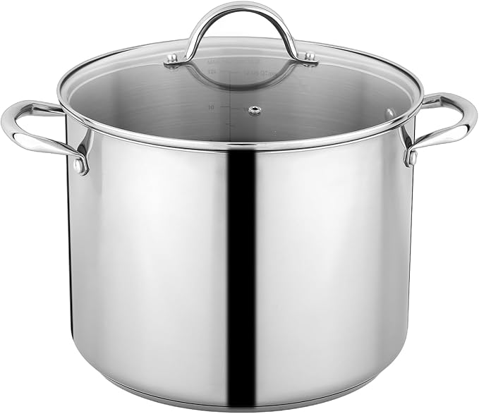 GreatChef Stock Pot Stainless Steel for Cooking Riveted Handle, Heavy Duty Vessel,Induction Compatible All Cooktops in Use, Dishwasher & Oven Safe (14 Quart)