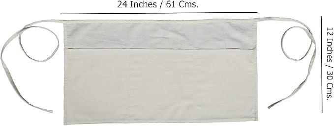 RAJRANG Pure Cotton Waitress Apron Half Server Waist Short Aprons with 3 Pockets