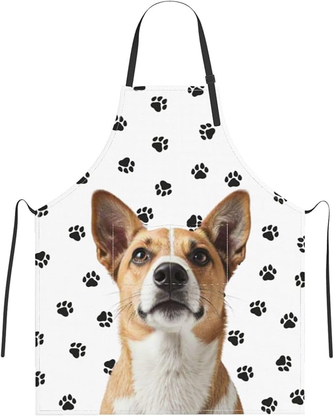 Custom Dog Face Apron for Men Women, Personalized Photo Bib Apron with Pockets, Customized Chef Aprons