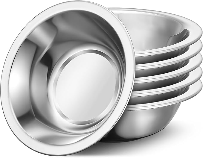 304(18/8) Stainless Steel Mixing Bowls for Kitchen, 6 Pack 6.3" 13.67 fl.oz Metal Mixing Bowls Set Stackable for Baking Serving Cooking Food Prep Storage Dishwasher Safe Heavy Duty
