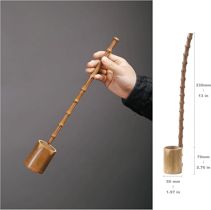 Bamboo Wine Ladle, Tea Ceremony Long Handle Serving Spoon Dipper Ladle Kitchen Tool,Bamboo Root Handmade Spoon for Home & Tea House