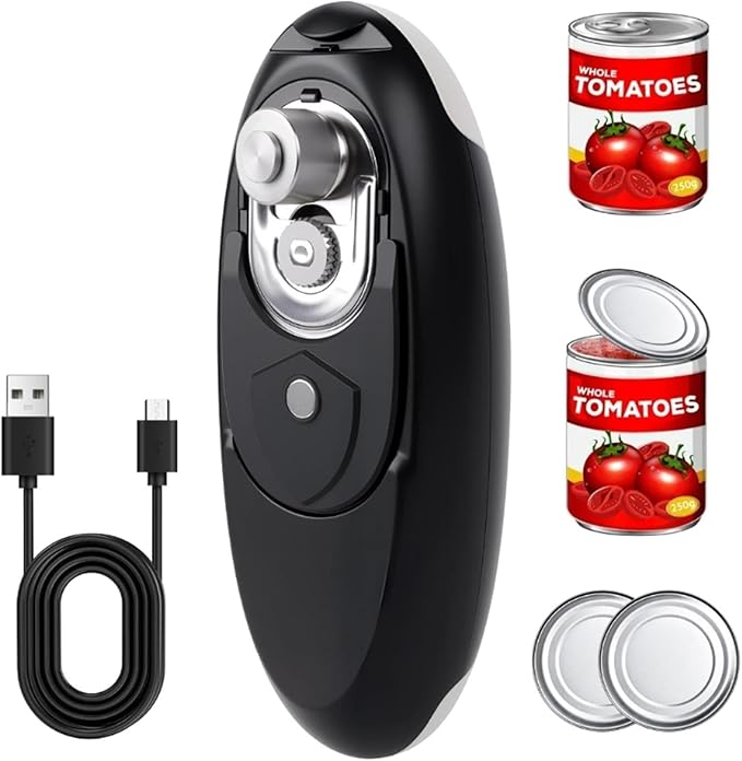 1pc Automatic Can Opener for Kitchen Appliances, One Touch Electric Can Opener, Tin Jar Opener, Ergonomic, Smooth Edge, Food-Safe, Cordless, USB-rechargeable Can Opener for Home, Travel Essentials