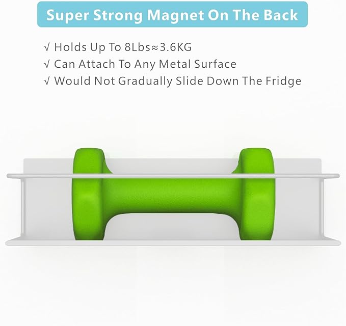 Magnetic Spice Rack for Refrigerator Magnetic Fridge Shelf for Kitchen Spice Organizer Magnetic Shelf for Fridge Space Saving White 4 Pack with Magnetic Paper Towel Holder