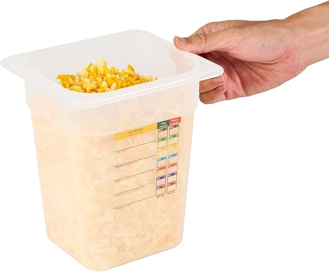 Restaurantware Food Pans Pack of 10 Plastic Square Food Containers 1/6 Size with Traceability Label, Storage Containers Dishwashable Hot Cold Friendly for Restaurants Buffet Commercial Use