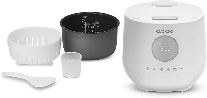 CUCKOO Micom Rice Cooker 6 Cup Uncooked / 12 Cup Cooked, Korean Fuzzy Logic Rice Cooker with Steam Tray, Versatile Food Steamer & Warmer with Non-Stick Inner Pot, Rice Maker, White (CR-0661F)