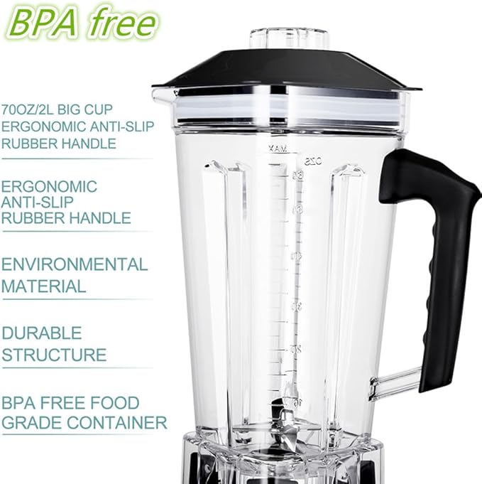 70-Ounce BPA Free Container for Blender, Large Size replacement Jar with Blade and Lid, Suibable for Yanike Blender