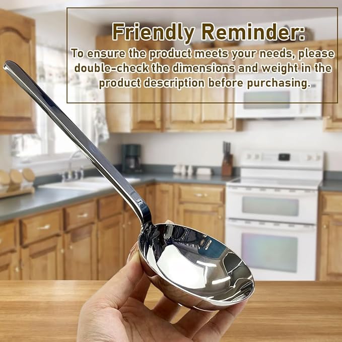 Thick Heavy ladle,18/10 Stainless Steel Scoop spoon for flour,soybeans,stews,and other liquid dishes 10 inch 1Pack