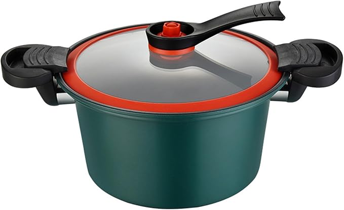Micro Pressure Cooker, 22cm 3.5L Small Pot with Lock Handles & Lid, Mini Pressure Cooking Pot, Non-stick Stockpot for Gas, Induction, Electric Stoves (Green)