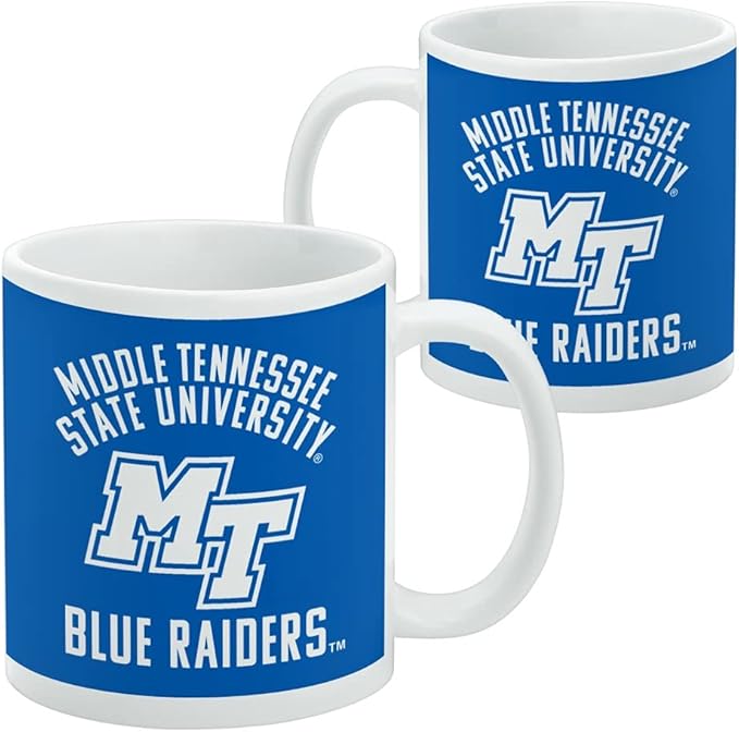 Middle Tennessee State Blue Raiders Ceramic Coffee Mug, Novelty Gift Mugs for Coffee, Tea and Hot Drinks, 11oz, White