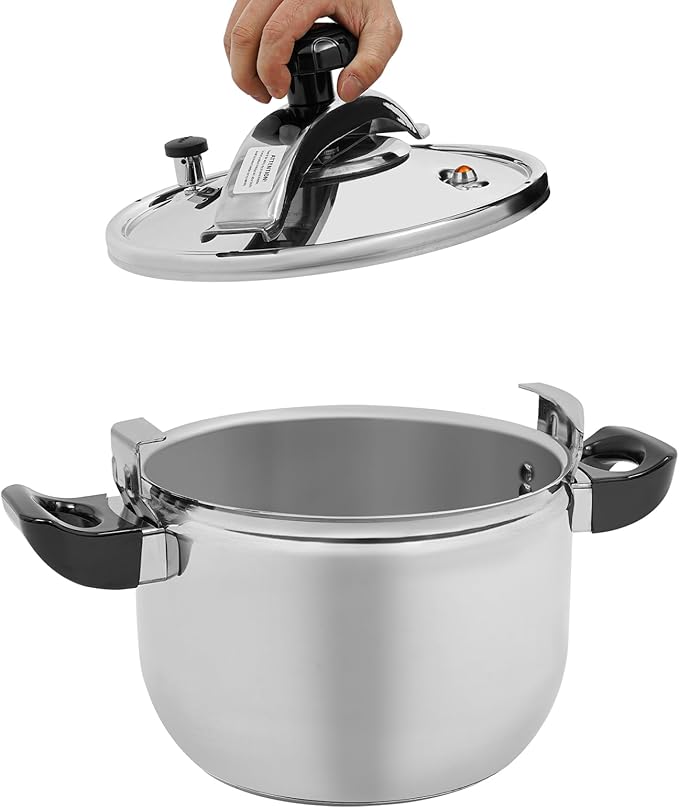 11L Stainless Steel Pressure Cooker, 11.6QT Induction Compatible Pressure Cooker, 60KP High Pressure Stewing Pot, Compatible with Gas & Induction Cooker