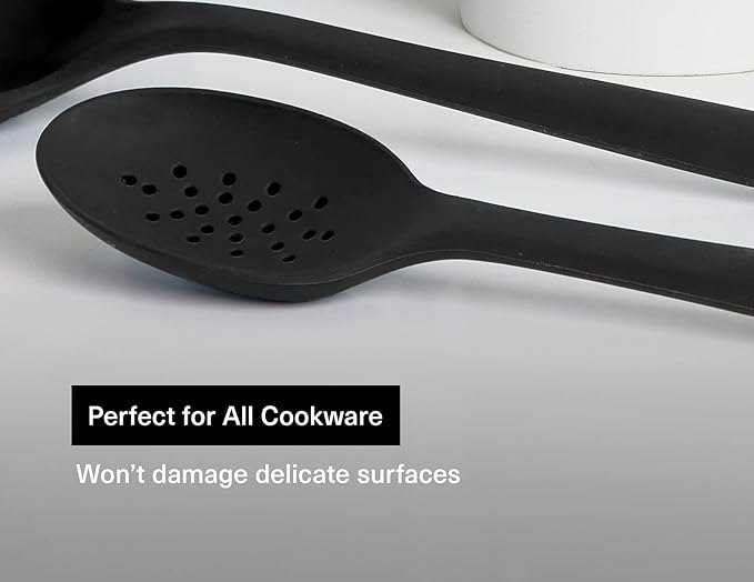 Misen Silicone Mixing Spoon - Professional-Grade, Dishwasher Safe - No Scratch Nonstick-Safe Kitchen Tool for Stirring, Scraping, and Serving - Stong, Durable, Heat Resistant - Black