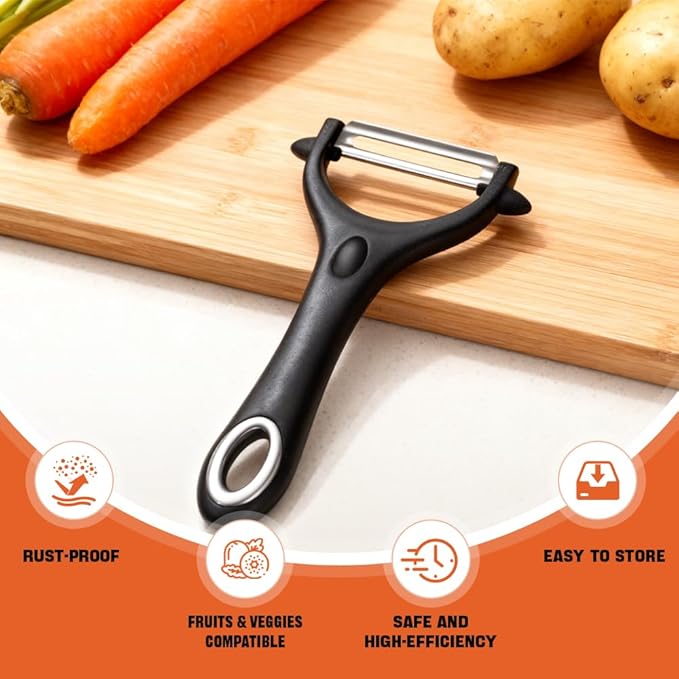 4 Pack Vegetable Potato Peeler for Kitchen,Ergonomic Soft-Touch Handle-Black (Black, 4 Pack)