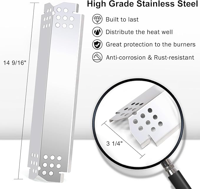 Criditpid Grill Replacement Parts for Nexgrill 4 Burner 720-0830H, Nexgrill 720-0888, Adjustable 24" - 30" Grease Tray Drip Pans & Grill Heat Plate Shield Kit for Home Depot Nexgrill Parts.
