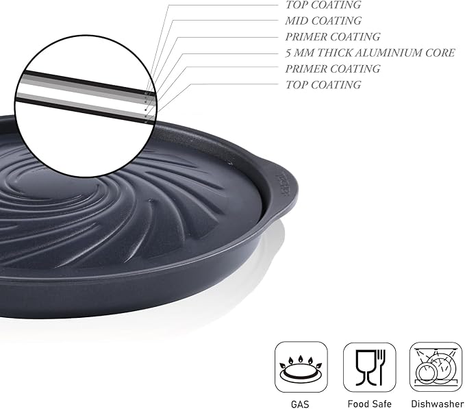 TECHEF - TRUE GRILL PAN SET (Standard & Dome) - Stovetop Nonstick Indoor/Outdoor Smokeless BBQ Grill Set, including a Grill Plate and Aluminum Drip Tray