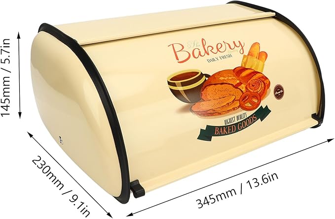 Topyond Vintage Bread Box, Metal Bread Box for Kitchen Countertop, Rustic Bread Holder with Roll Top Lid, Farmhouse Bread Storage Bin, Stainless Steel Breadbox for Homemade Bread