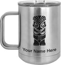 LaserGram 15oz Vacuum Insulated Coffee Mug, Tiki Statue, Personalized Engraving Included (Stainless Steel)