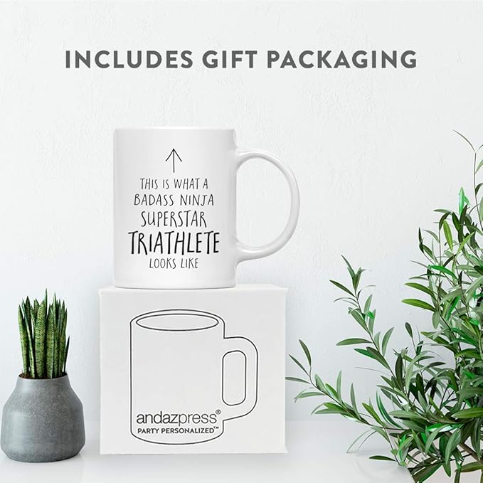 Andaz Press Funny 11oz. Ceramic Coffee Tea Mug Gift, This is What a Badass Ninja Superstar Triathlete Looks Like, 1-Pack, Birthday Christmas Gift Ideas Coworker