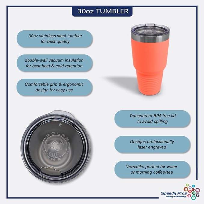 Stainless-Steel Engraved Travel Mug Tumbler 30 Oz Keep Calm and Run on Thermal Coffee Cup Coral