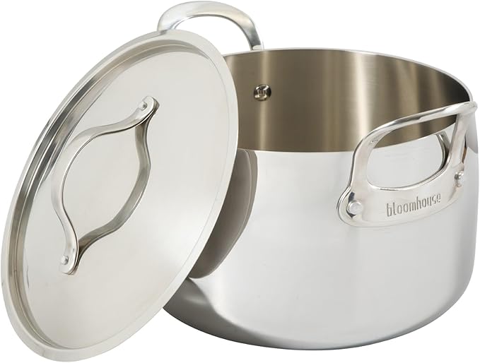 Bloomhouse - Two Time Oprah's Favorite Things Winner - 8 Quart Tri-Ply Stainless Steel Stock Pot with Lid – Dutch Oven, Oven Safe, Dishwasher Safe