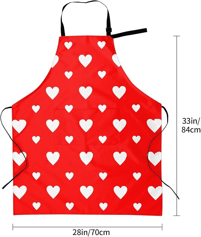 Apron for Women Men Hearts Aprons With Pockets Adjustable Washable Aprons for Cooking Baking Kitchen