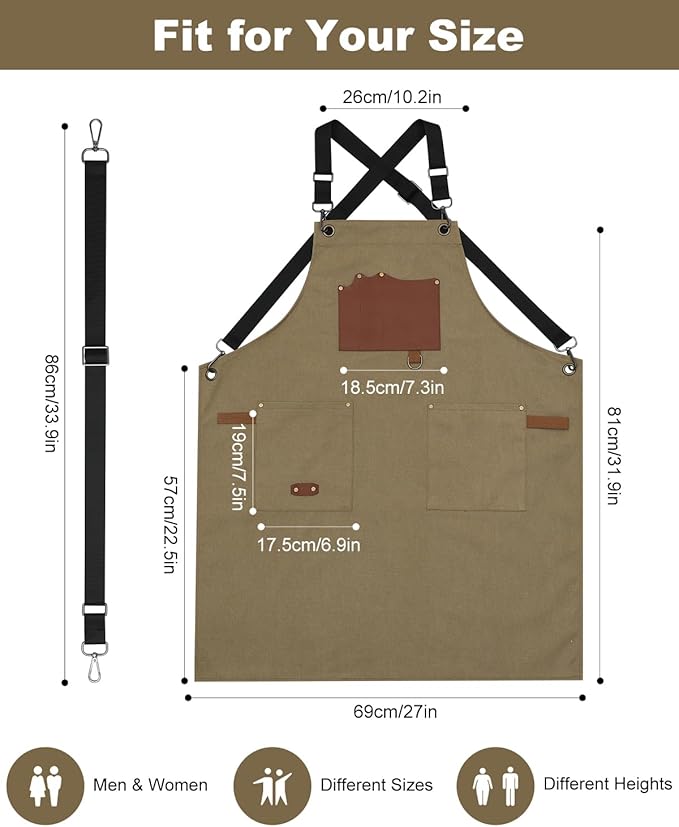 Kitchen Apron - 3 Large Pockets, Cross Back Apron With Adjustable Straps, Cooking Kitchen Chef Apron For Women And Men, Wear-Resistant & Easy To Clean.