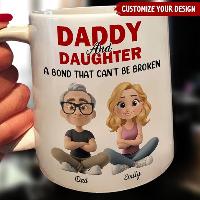 Wrappiness Dad And Daughter Personalized Coffee Mug - A Bond That Can't Be Broken, Thoughtful Gifts for Daughter from Dad, Mothers Day Birthday Gift from Father