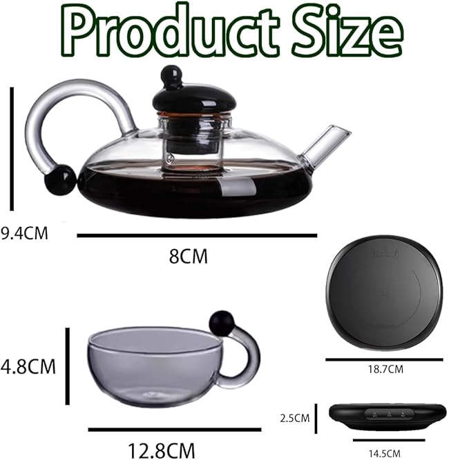 Electric Glass Teapot with Warmer - 20 Oz Glass Electric Tea Kettle with Infuser, 9-Temperature | 1000w Heating Ceramic Stove, TeaPot Set with Infuser for Loos Tea & Coffee (Translucent-without Base)