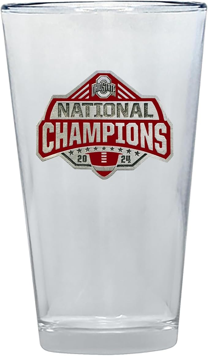 Ohio State Buckeyes National Championship 24-25 Football Pint Beer Glass | 16 Ounce Water Glass | Intricately Crafted Metal Pewter