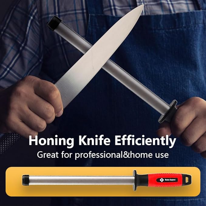 Kota Japan 10-inch Professional Diamond Rod with Carbon Steel Core Dual Grit Sharpener Stick – Coarse Diamond Hone & Fine Ceramic Polishing for Chef, Kitchen, Hunting Knives and other Tools