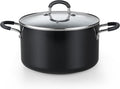 Cook N Home 6-Quart Nonstick Stockpot with Lid, Professional Granite Stock Pot Non Stick Soup Gumbo Pasta Cooking Pot with Silicone Handle, Heavy Gauge Aluminum Induction Cookware, Marble