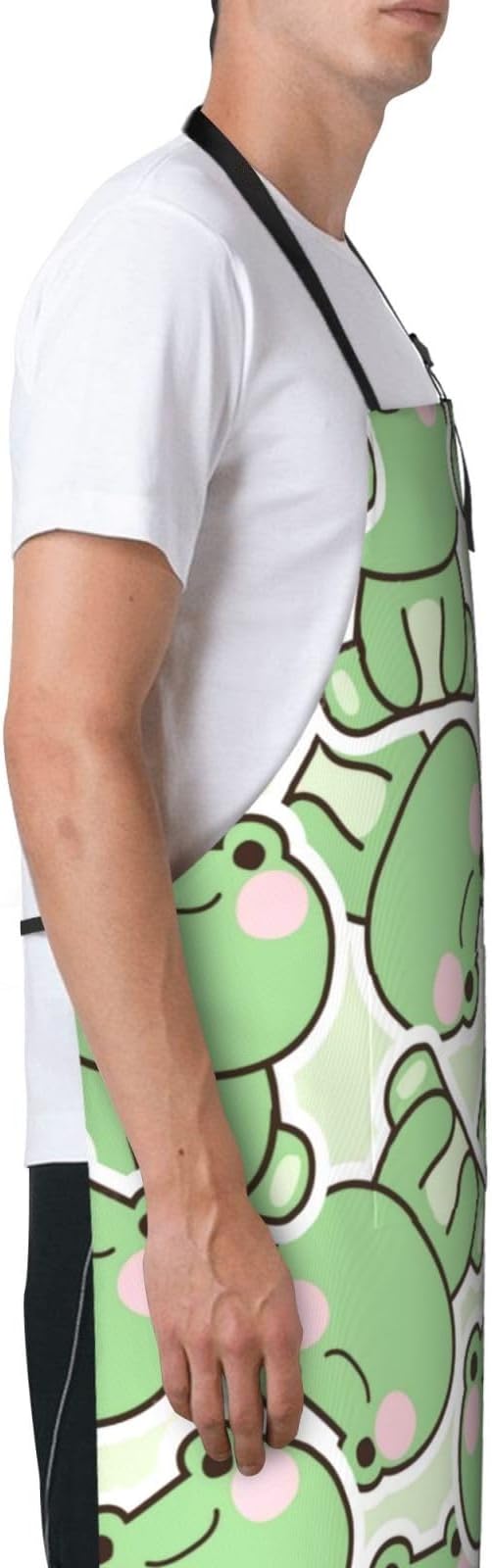 Cute Funny Frog Apron for Women Men Apron With Adjustable Neck strap, Kitchen Apron for Cooking Painting Baking