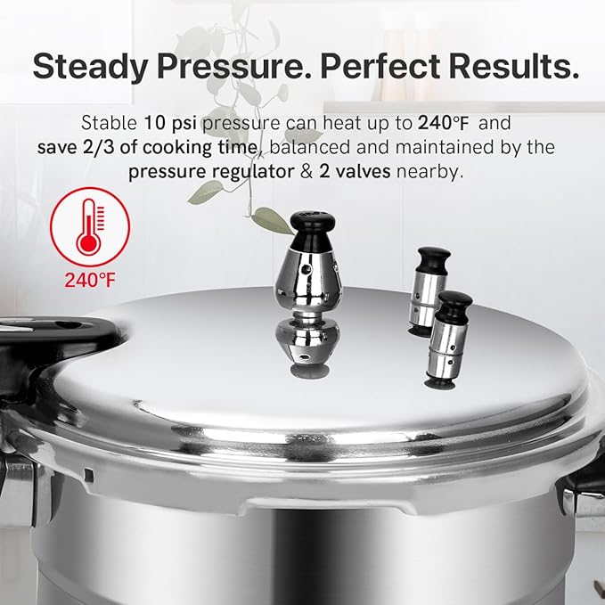 5.3 Quart Pressure Cooker, 10 Psi Induction Compatible Pressure Canner w/Multiple Pressure Control & Protection, Canning Rack Included