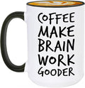 Veracco Coffee Make Brain Work Gooder Mug Funny Coffee Lover Gift Humorous Idea Family Friends Birthday Presents Sarcastic Office Tea Cup Caffeine Addict Brain Booster Gooder Vibes