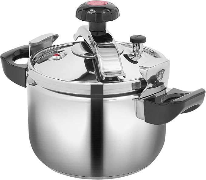 6.35 Quart Pressure Canner Cooker for Induction Stove, 60 Kpa, 2 Safety Clips, 1 Pressure Limiting Valve, 1 Pressure Relief Valve, 1 Resilient Beam, 201 Stainless Steel (6.35 Quart)