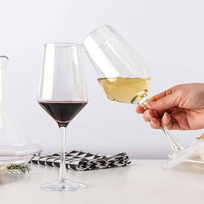 Wine Glasses Set of 8, 13.5oz Red White Wine Glasses,Lead-free Long Stem Wine Glasses for Home, Party, Wedding, Ideal Wine Accessories Gift,Clear