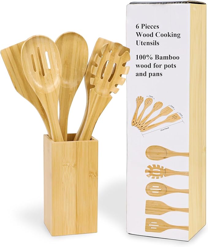 Kitchen Utensil Set -6Piece Wooden Spoon -Wooden Cooking Spoon -Cooking Cutlery Set-wooden utensil-Wooden Cooking Utensils- cooking spoon-kitchen set