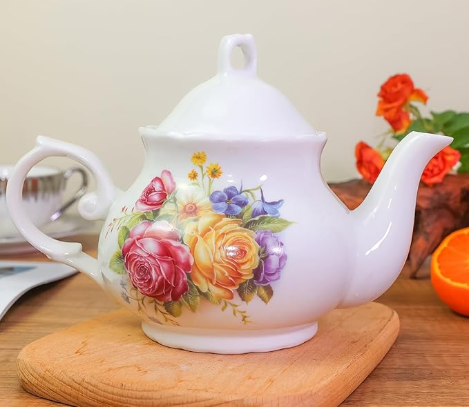 Classic Vintage British Royal Style Ceramic Teapot, 30OZ Large Teapot Perfect for Everyday Gatherings (Red, Large)